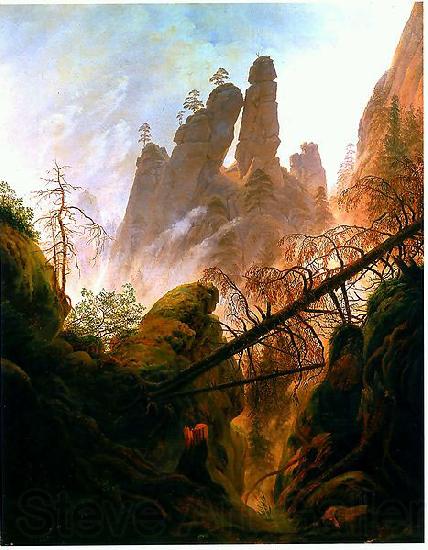 Caspar David Friedrich Felsenlandschaft im de:Elbsandsteingebirge Spain oil painting art